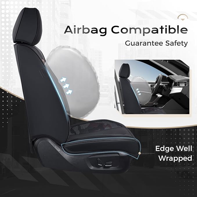Coverado Car Seat Covers, Seat Covers for Cars, Waterproof Leather Auto Seat Protectors, Leather Car Seat Cushion, Car Interiors Accessories Universal Fit for Most Cars