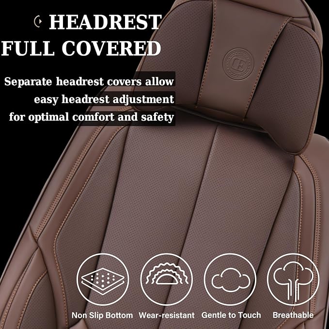 Coverado Car Seat Covers, Seat Covers for Cars, Waterproof Leather Auto Seat Protectors, Leather Car Seat Cushion, Car Interiors Accessories Universal Fit for Most Cars