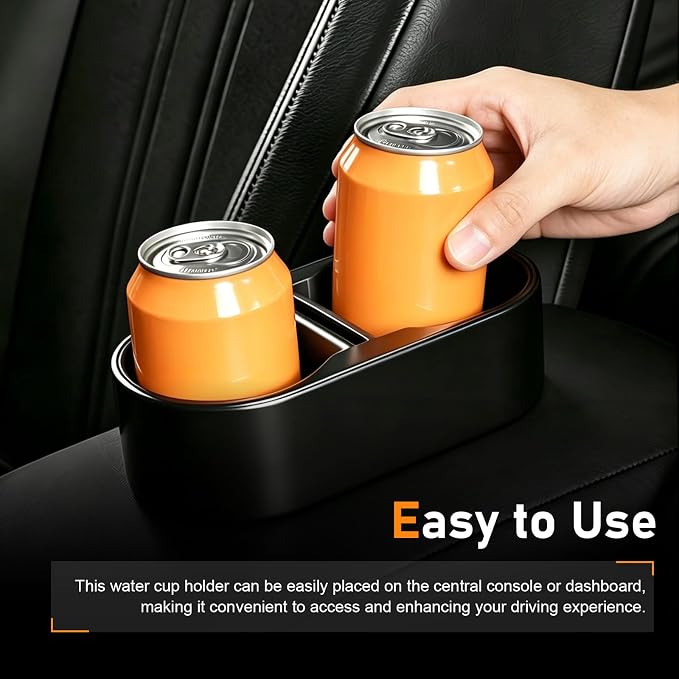 Car Cup Holder, ABS Center Console Double Cup Holder, Self-adhesive Multi-functional Double-drink Organizer, Universal for Most Cars SUVs Trucks (Black #A)
