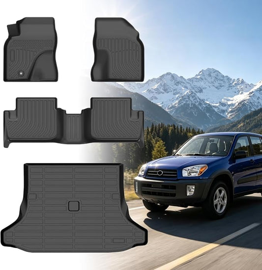 Floor Mats for Floor Mats for Toyota RAV4 2001-2005 | for Toyota RAV4 Base | Limited | Sport Floor Mats, TPE Non-Slip Waterproof Summer Winter, Front & Rear Row & Cargo Mats