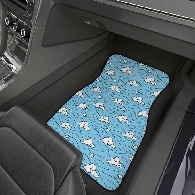 Anime Car Carpet Mat Set of 2 Front, WCLOUD Design Automotive Accessories Interior All Weather Floor Mats Decor with Non Slip Black Anti Skid Backing