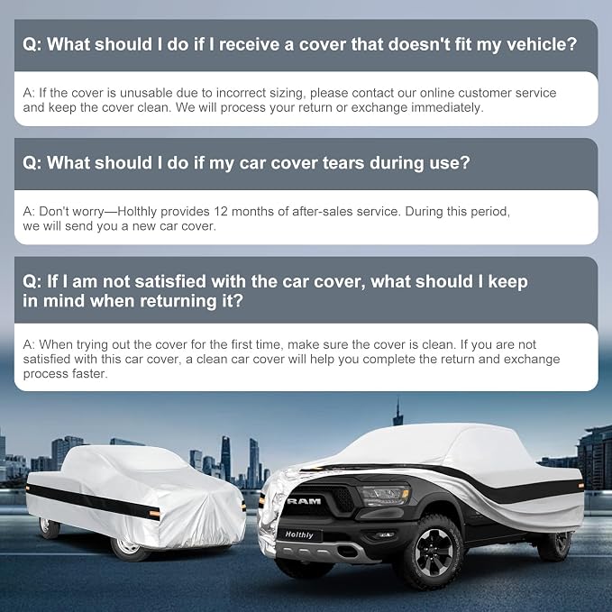 10 Layers Truck Cover Waterproof All Weather Custom Fit Dodge Ram 1500(2009-2026) Crew/Quad Cab Short Bed, Outdoor Full Exterior Pickup Car Cover Sun Rain Snow Ice Protection. Sliver