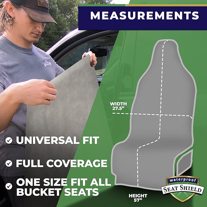 Seat Cover - Washable Car Seat Protector from Sweat, Food, Dirt After Gym, Swimming etc. - Universal Gray Public Car Seat Covers for Transit Bus, Train, Airplaine, SUV