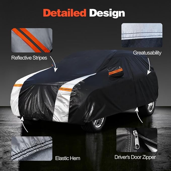 Minivan Car Cover for Chrysler Pacifica 100% Waterproof All Weather, Heavy Duty Outdoor Full Exterior Covers Rain Sun Wind UV Protection.