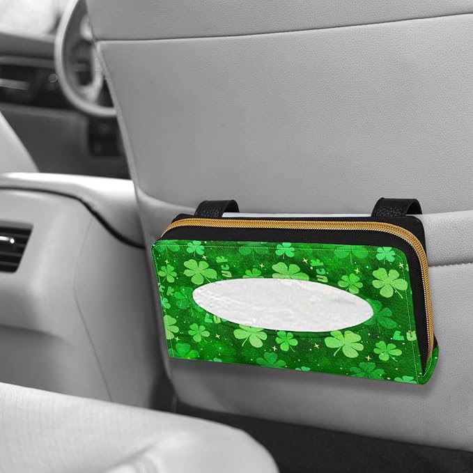 Four Leaves Print Car Sun Visor Napkin Holder U Leather Backseat Visor Tissue Holder Visor Backseat Tissue Case Accessories