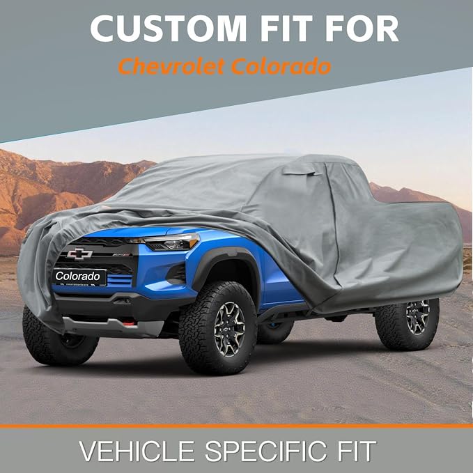 Kayme Heavy Duty Truck Cover Custom Fit Chevrolet Chevy Colorado(2003-2025) Extended Cab/Crew Cab SB Short Bed. Waterproof All Weather for Pickup, Full Exterior Covers Sun Rain UV Protection.