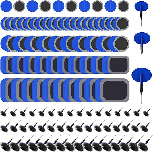 Tallew 74 Pcs Heavy Duty Tire Patches Kit Rubber Radial Tire Repair Patch Plug Kit Repair Emergency Tool for Puncture Car Truck Bus Tractor Vehicle Motorcycle 32mm, 42mm, 58mm, 65x80mm, 85x120 mm