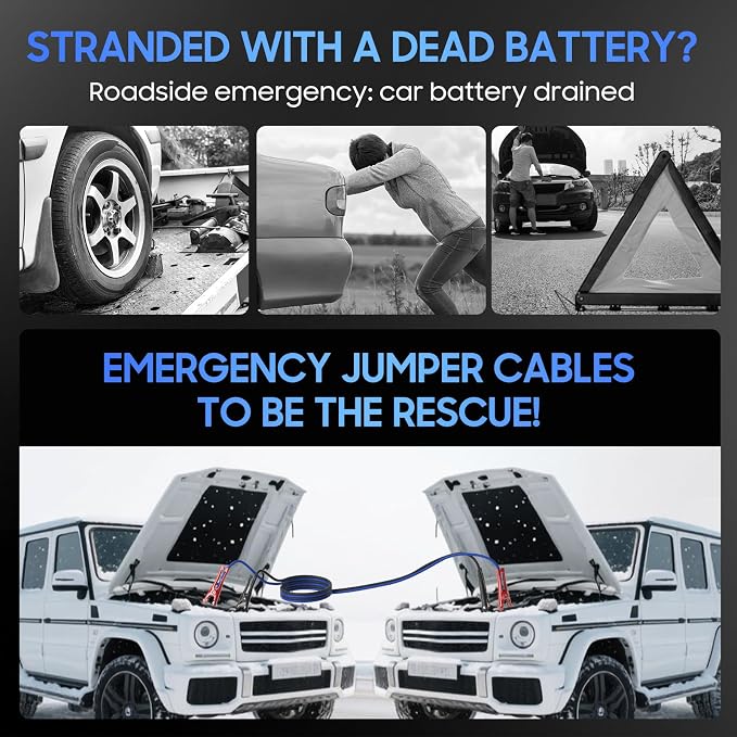 Heavy Duty Jumper Cables, 4 Gauge 20 Feet 600Amp Automotive Booster Cables for 12V & 24V Cars, SUVs and Trucks, Jumper Cables Kit (4AWG x 20Ft)