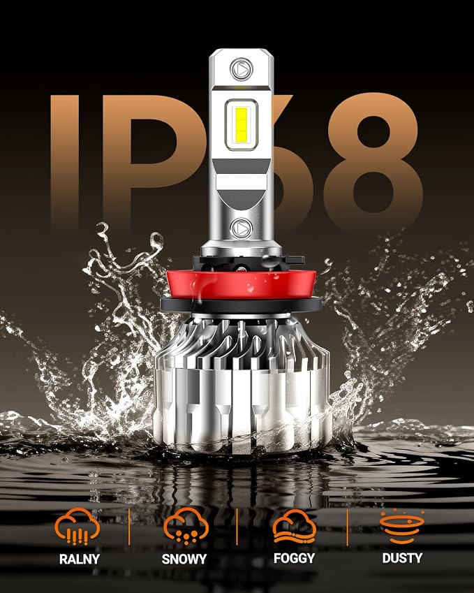 SEALIGHT H11 Driving Bulbs, 46000LM Super Bright Bulbs with 15000RPM Cooling Fan, 6000K Cool White H11 Fog Lights, Plug-N-Play, Pack of 2