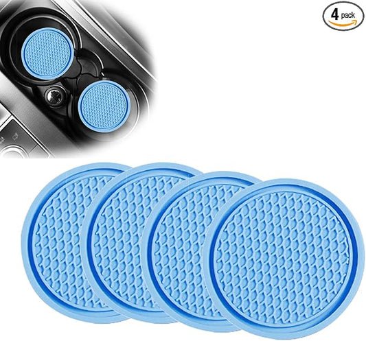Universal Car Cup Holder Insert. PVC Material. Honeycomb Waterproof. Fixed, Anti-Slip Coaster (Blue, 2.75in)
