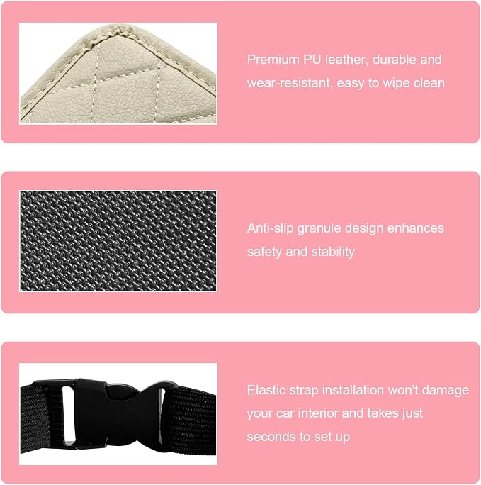 Car Seat Back Organizer, Waterproof Leather Auto Backseat Storage Pocket for Travel Essentials, Universal Multipurpose Backseat Hanging Storage Bag for Cars SUVs Trucks (Beige)