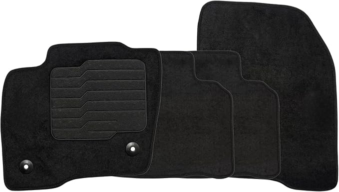 ecoMats Carpet Floor Mats Compatible with 2015 to 2024 Ford Edge, with Non-Slip Driver Heel Pad and Safety Locks, Front and Rear, Black
