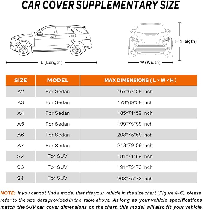 10-Layer SUV Car Cover Waterproof All Weather for Automobiles, Soft Cotton Lining Outdoor Full Covers with Door Zipper, Universal Fit for SUV Up to 181" L, Size S2 (See Size Chart)
