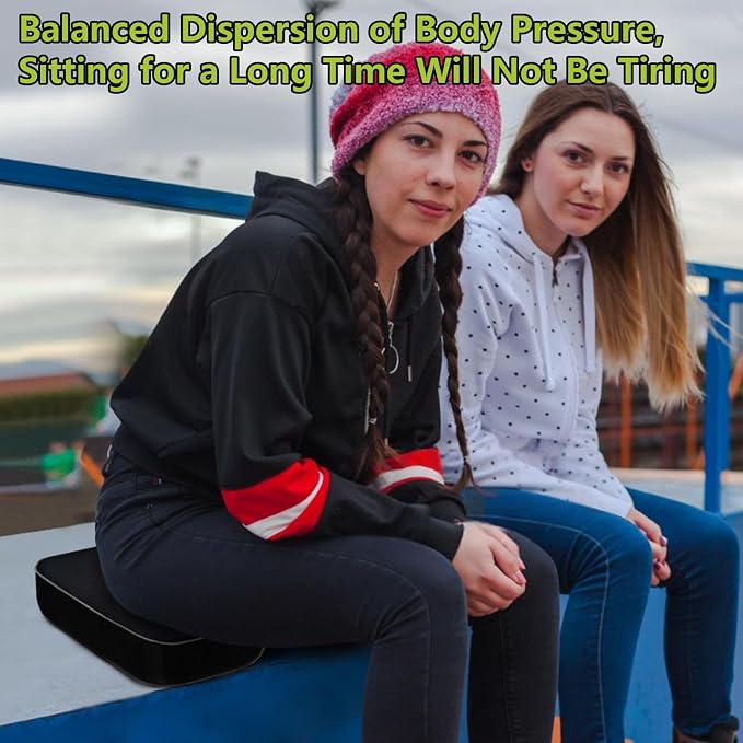 Stadium Seat Cushion for Bleachers, 2-in-1 Reversible Soft & Firm | Bleacher Cushion with Memory & High-Density Foam, Ergonomic Non-Slip Design, Portable for Indoor & Outdoor Sports, Events