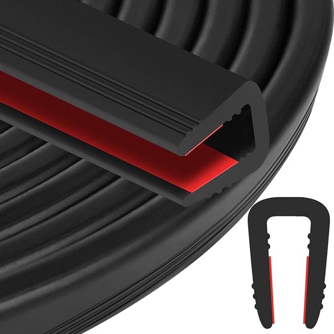 ToLanbbt Rubber Edge Trim U Channel, 3/4" Self Adhesive Sheet Metal Edge Guard Protector, EPDM Seal Strip for Car Doors, Steel Plates, Glass, Hatches, Table Corners, Fit 3/4"(19mm), 20Ft, Black