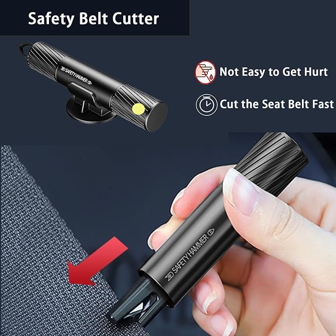 4 Pack 2026 Upgraded Safety Hammer,Safe Hammer Glass Breaker Under Water,Seatbelt Cutter Window Breaker Emergency Escape Tool,Seat Belt Cutter and Glass Breaker for Cars