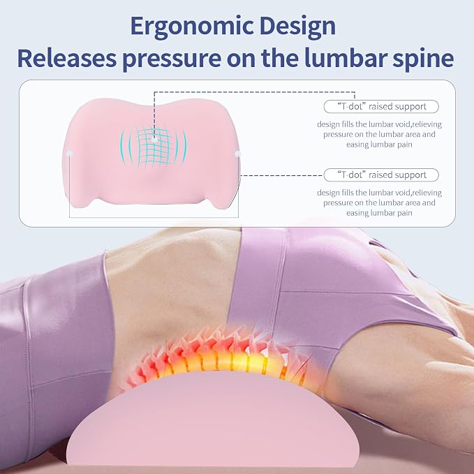 Lumbar Support Pillow for Office Chair, Cooling Car Lumbar Pillow Lower Back Pain Relief,Memory Foam Back Cushion with Adjustable Straps,Ergonomic Chair Back Pillow for Gaming Chair,Car(Pink Cooling)