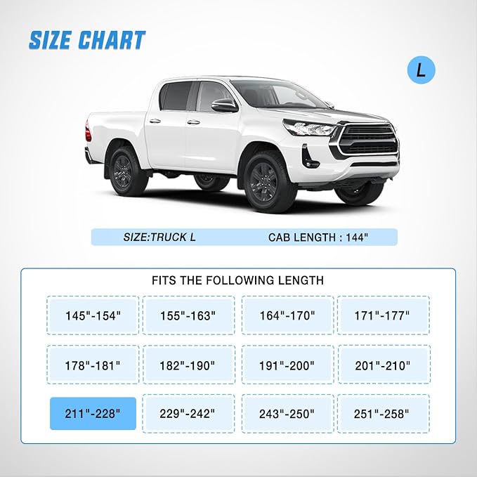 Nilight Car Cover Waterproof All Weather, Heavy Duty Outdoor Rain Sun UV Protection with Zipper Cotton, Extra Thick, Universal Fit for Trucks (Up to 228", Max Cab Length 144")