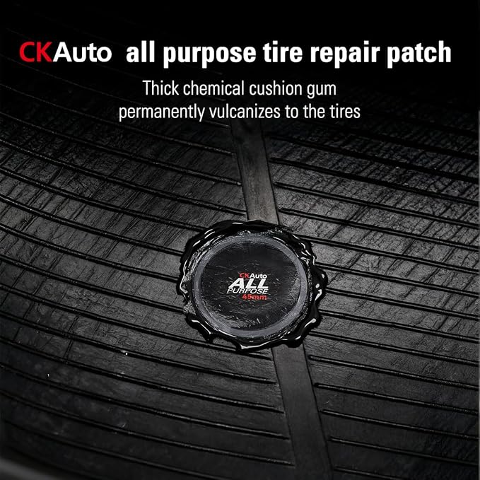 CKAuto 100 PCS All Purpose Tire Repair Patch Kit Heavy Duty 1-4/5"(45mm), Tire Repair Kit Flat for Car Van Truck Bus Bike Motorcycle and Inner Tire, Round Dia 1-4/5"(45mm)