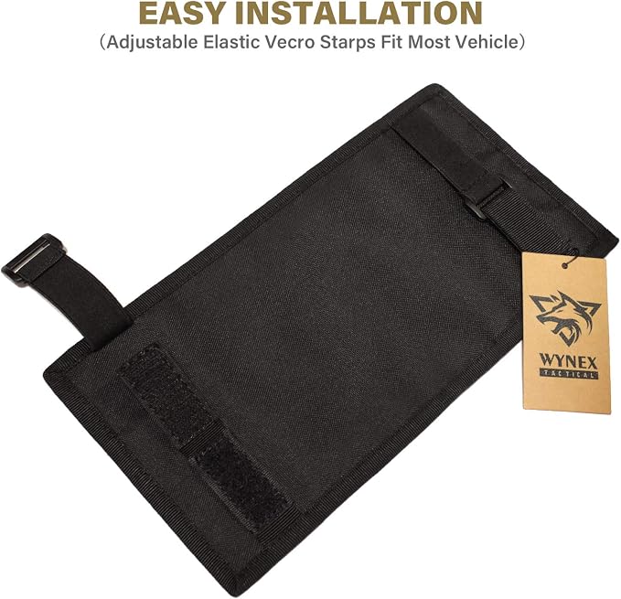 WYNEX Car Sun Visor Organizer MOLLE Panel Fit Most Cars | Small-11.8x6.3", Visor Storage Pouch for Small Tools, Glasses & Docs, Fit Sedan Suvs Vans