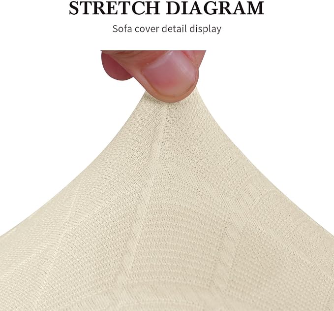 SearchI Seat Covers for Dining Room Chairs Stretch Jacquard Chair Seat Covers Set of 4, Removable Washable Upholstered Chair Seat Protector Cushion Slipcovers for Kitchen, Office(Beige Rhombus)
