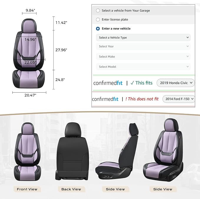 Coverado Car Seat Covers, Seat Covers for Cars, Waterproof Leather Auto Seat Protectors, Leather Car Seat Cushion, Car Interiors Accessories Universal Fit for Most Cars