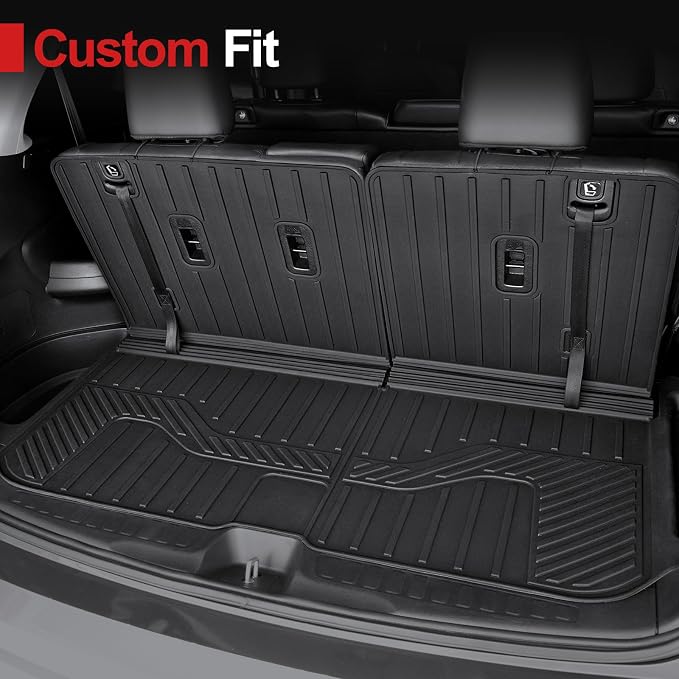 Cargo Mat Backrest Mat for 2016-2022 Honda Pilot 8 Passengers (No Elite Models), All Weather TPE Car Liner Car Mat for 2022 Honda Pilot Accessories