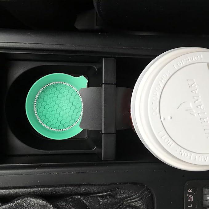 4 PCS Car Cup Coasters, Universal Cup Holder Coaster for Car Accessories, Bling CupHolders Insert for Women Non-Slip Silicone Car Cup Holder Coasters