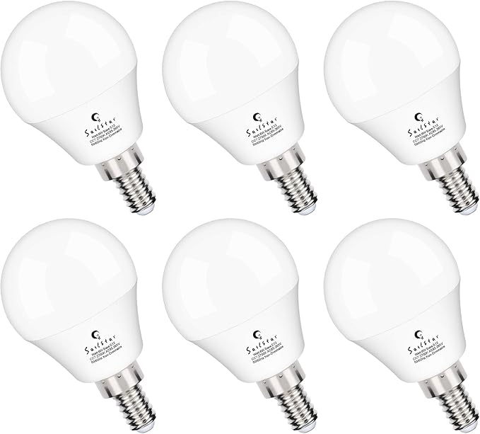 A15 Ceiling Fan Light Bulbs, E12 Base, 6Watt (60-Watt Replacement), Soft White 2700K, Non-Dimmable, Candelabra Base LED Light Bulb, 6 Pack