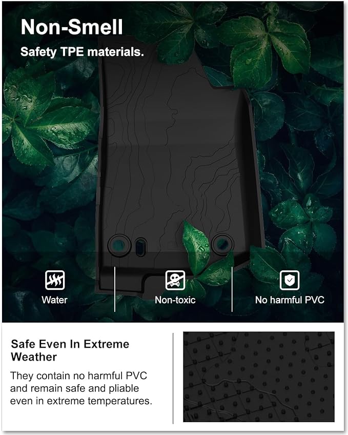 Kiwi Master Floor Mats for 2020-2026 Jeep Gladiator | OEM Replacement 82215626AB, Custom Fit All Weather Car Mats, Heavy Duty TPE Floor Liners, Front & Rear 2 Row Set, Black