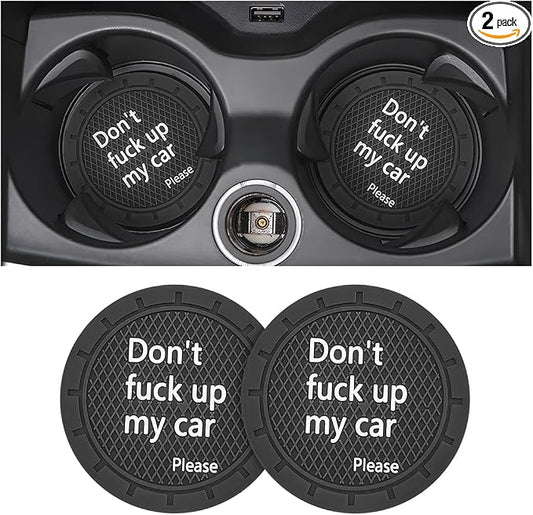8sanlione Cup Holder Coasters, 2.75 Inch Non-Slip PVC Insert Coaster, Anti-Scratch Auto Cup Mats for Women Men, Vehicle Interior Accessories Universal for Car, SUV, Truck (D Black/2PCS), 2 Pack