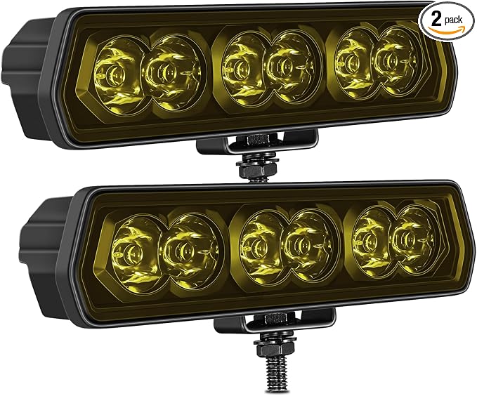 6 Inch Light Bar Yellow, SWATOW INDUSTRIES 6" CREE LED Pods Spot Bumper Mount Work Lights Ditch Pod Lights Yellow Fog Lights for Wrangler F150 Toyota Truck Pickup SUV UTV ATV