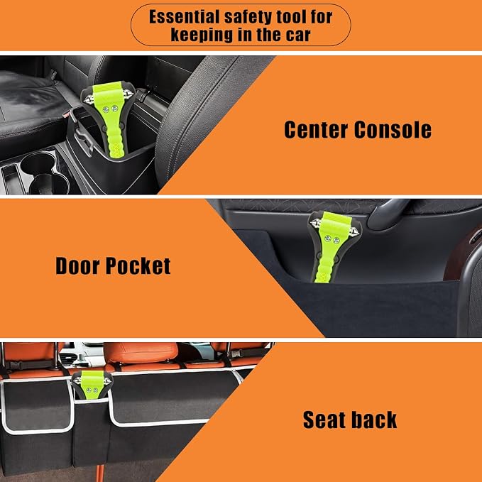 8PCS Car Window Breaker, Fluorescent Green Window Breaker Seatbelt Cutter, Car Safety Hammer with One Second Emergency Glass Hammer, Safety Emergency Car Escape Tool for Car, Office, Home