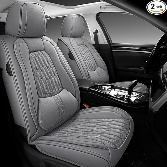 WELLDO Car Seat Covers, Gray, Full Set | Waterproof, Scratch-Resistant, Breathable & Easy to Clean, Universal for SUV Sedan Truck, w02