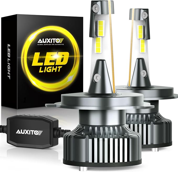 AUXITO H4/9003/HB2 LED Bulbs, 900% Brightness 6500K Cool White, CSP Chips 9003 Fog Lamps Replacement, Play and Plug, Pack of 2
