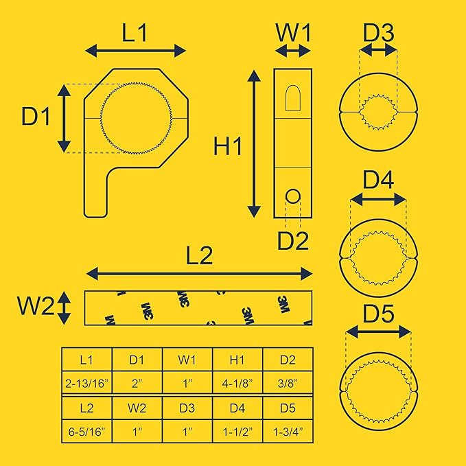 LAMPHUS Off-Road Light Mounting Bracket Bar Clamp Kits [1"/1.5"/1.75"/2" Inch] [Horizontal Bar] [Aluminium] [2 Units] Bull Roll Cage Clamps Mount for ATV UTV