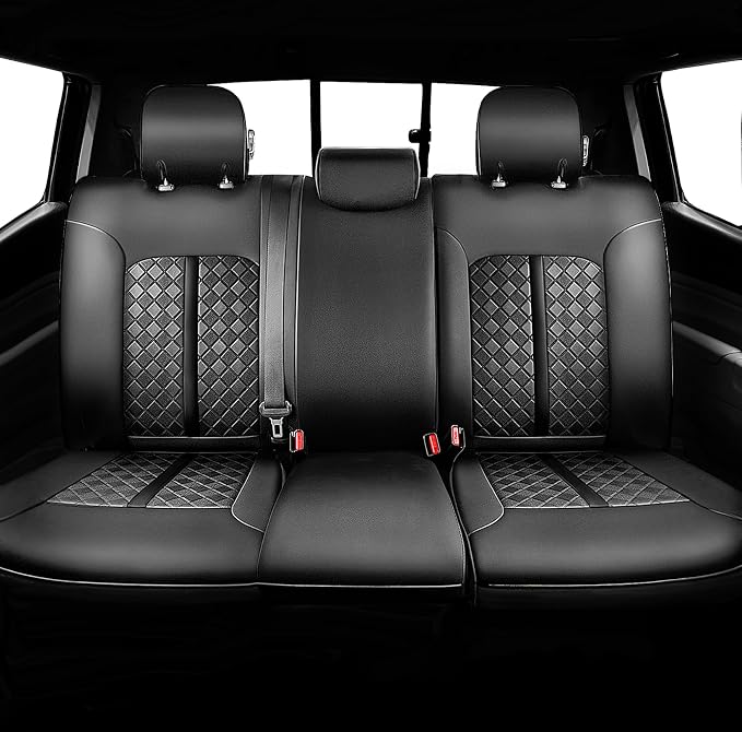 Carlimeki Leather Seat Covers Custom Fit for Tacoma Gen 2nd (2005-2015) | For Double & Crew Cab only - Fits Base, PreRunner, TRD Pro - Fully Covered - Fit Like a Glove
