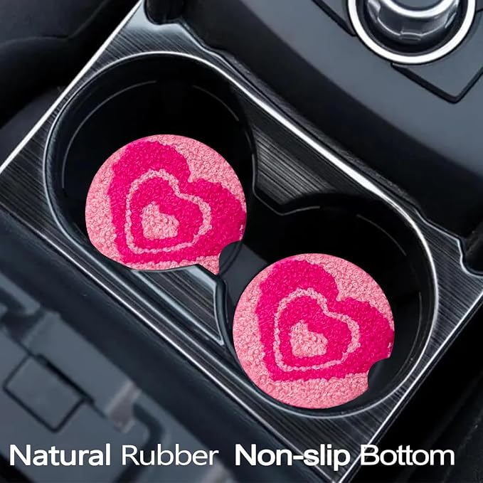2 Pack Love Car Cup Holder Coasters Universal Neoprene Coasters