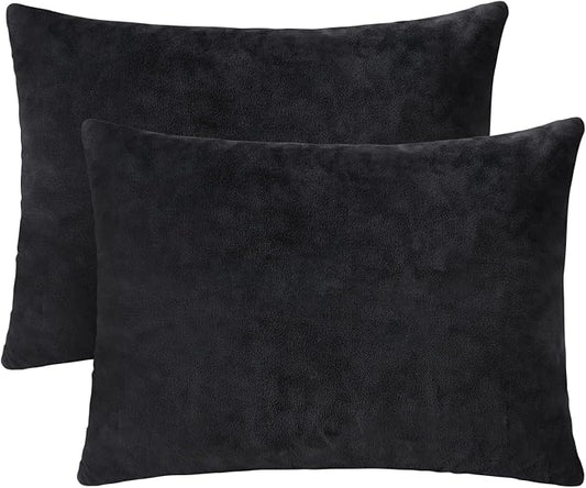 1 MIDDLE ONE 2 Pack Small Pillow, 16 X 12 Inches, Memory Foam Mini Pillow for Travel, Camping, Sleeping, Nap and Neck, Knee, Lumbar Support, Tiny Cushion for Pet, Dogs (Black)