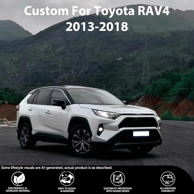 Cargo Mat for with Backrest Mat Replacement for ToyotaRAV4 2013-2018 (Include Hybrid) All Weather TPE CargoLiner Trunk Mat with Seat Back Mat Accessories