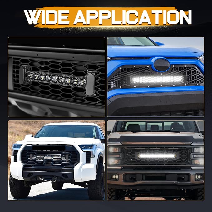 Light Bar Mounting Brackets, Niking Auto 6-30 Inch Single/Double Row LED Bar Front Hidden Behind Bumper Grille Mounting Brackets Fit for M6/M8 Side Mount Bars for F-150 Ranger RAM1500 Tocama Truck GMC