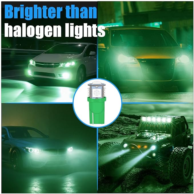 smilfuy 2PCS T10 194 LED Bulbs Tag Lights for License Plate, 6000K Green | Wedge 168 T10 2825 5SMD 5050 Chips LED Bulb, 12V Bulb Replacement for Car Interior Dome Map Door Courtesy License Plate Light