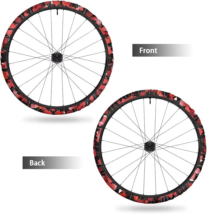 Red Heart Wheelchair Wheel Covers for Valentines Day Non-Slip Wheelchair Accessories Tyre Covers Wear-Resistant Dustproof Holiday Decor