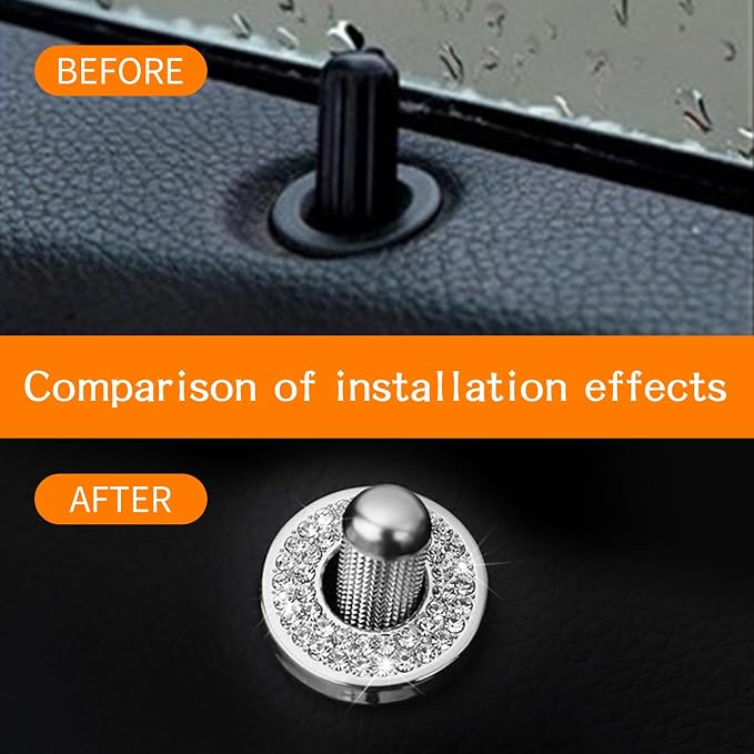 1 Pack 4 Pcs Bling Car Inner Door Lock Covers, Car Bling Accessories For Women Rhinestone, Rhinestones Pull Rod Bolt Decoration Covers Compatible With Mercedes-Benz A,B,C,D,E Class, Gla ,Glc (Silvery)