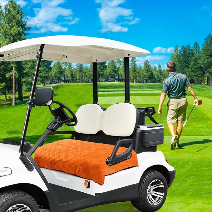 YOKYHOM Golf Cart Seat Covers, Thickened Short Plush Seat Towel Blanket with Non-Slip Backing, Soft & Heavy Duty, Fits Most 2 & 4 Passenger EZGO Yamaha Club Car, 51"x30.5", Orange