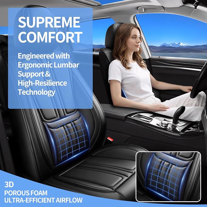 Fit Rogue Car Seat Covers Compatible with Nissan Rogue 2010-2024 2025 2026.Full Coverage Waterproof Leather,All-Weather Seat Cushion Protector-Easy Installation(Full Set,Black)