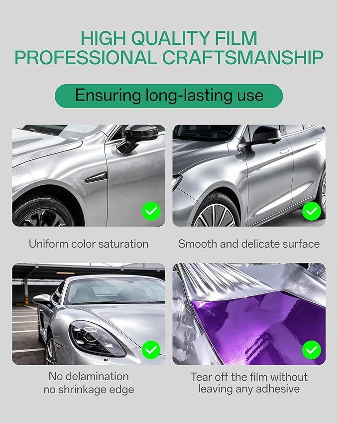 PPF, Dry Apply TPU PPF Vinyl Car Wrap Roll 1ft x 5ft, Paint Protection Vinyl Film (Gloss GT Silver)
