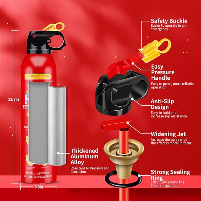 Portable Fire Extinguisher Spray With Bracket Can Prevent Re-Ignition,Best Suitable for The House/Car/Truck/Boat/Kitchen/Home Water-Based Fire Extinguishers Fire Type A/B/C/K 620ml (24 Pack)