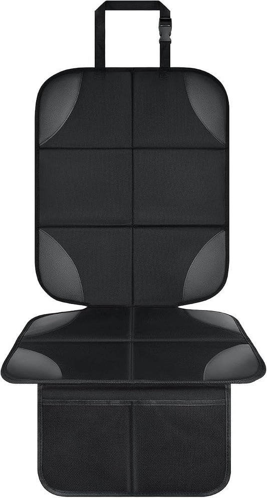Musclez Car Seat Protectors, Car Seat Covers Waterproof 600D Fabric, Non-Slip Backing & 2 Mesh Pockets Carseat Protector for Child Safety Seats, Pets, Automotive Interior Protection (Black-1pcs)