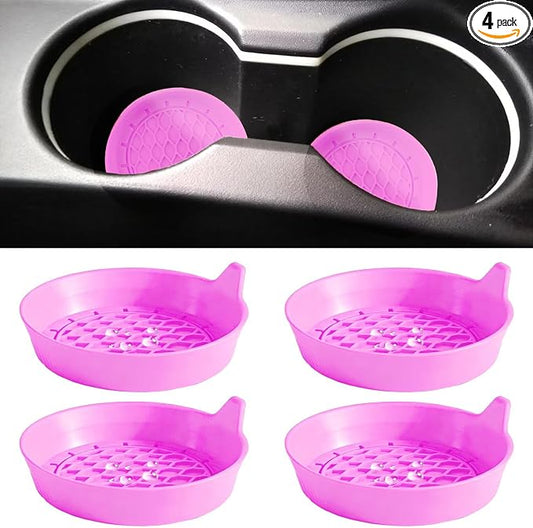 4 PCS Car Cup Coasters, Universal Cup Holder Coaster for Car Accessories, CupHolders Insert for Women Non-Slip Silicone Car Cup Holder Coasters
